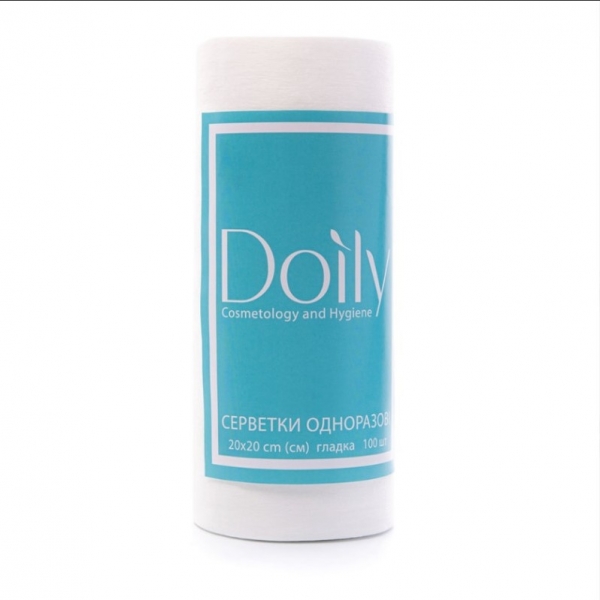 Doily серветки 20*20 в рулоні, ГЛАДКІ білі, 100 шт/уп