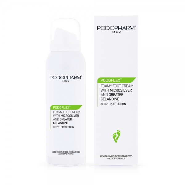 Podopharm MED РМ08 Creamy Foot Foam with Microsilver and Greater Celandine - Крем-піна Podoflex з мікросріблом та чистотілом (125 мл)