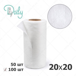 Doily серветки 20*20 в рулоні, ГЛАДКІ білі, 100 шт/уп
