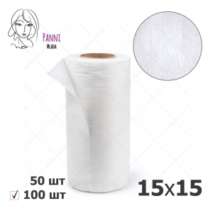 Panni Mlada серветки 15*15 в рулоні, ГЛАДКІ білі, 100 шт/уп
