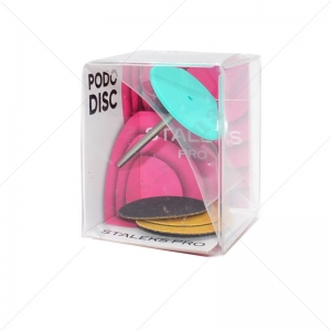 PPDset-25 Сталекс Педикюрный диск пластиковый PODODISK L +сменные файлы 180 грит 5 шт (25 мм)