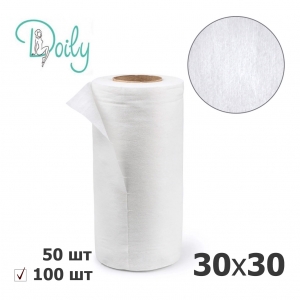 Doily серветки 30*30 в рулоні, ГЛАДКІ білі, 100 шт./уп.