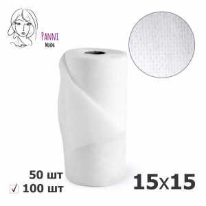 Panni Mlada серветки 15*15 в рулоні СІТКА, 100 шт./уп. білі