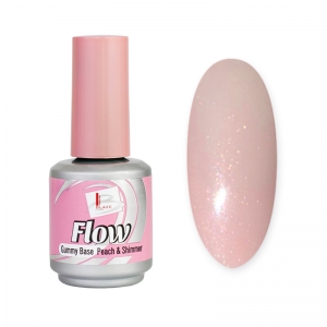 BLAZE Flow Gummy Base, Peach & Shimmer - Камуфлююча база для гель-лаку 15 мл