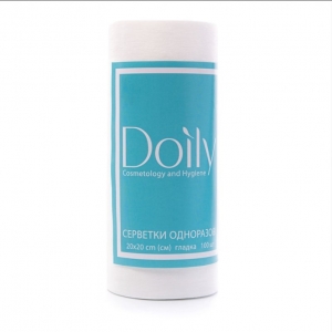 Doily серветки 20*20 в рулоні, ГЛАДКІ білі, 100 шт/уп