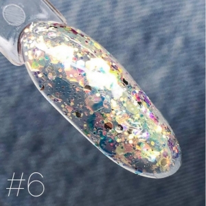 Saga Galaxy glitter Gel №6 (прозрачный радужный) - гель крылья фей, 8 мл