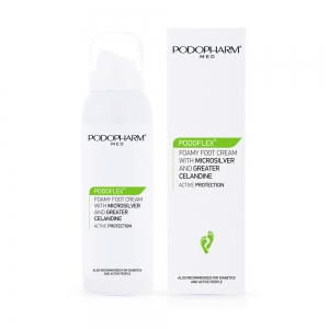 Podopharm MED РМ08 Creamy Foot Foam with Microsilver and Greater Celandine - Крем-піна Podoflex з мікросріблом та чистотілом (125 мл)