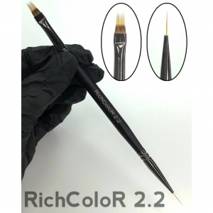 Richcolor Пензлик двосторонній №2.2 (омбре 10*4мм / лайнер 11мм), шт